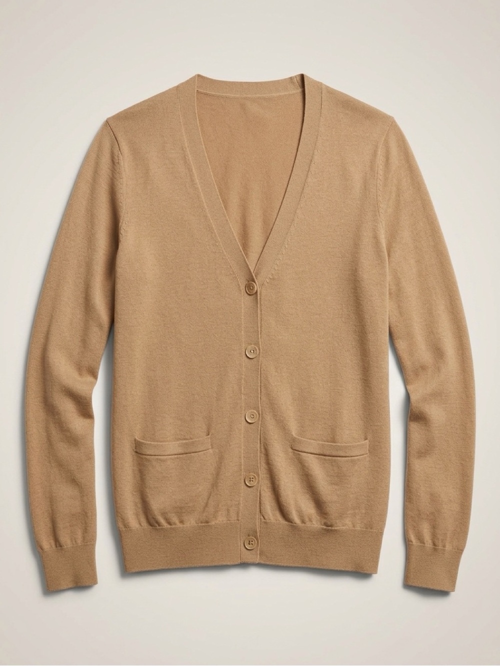 Ralph Lauren Camel Button V-Neck Cardigan